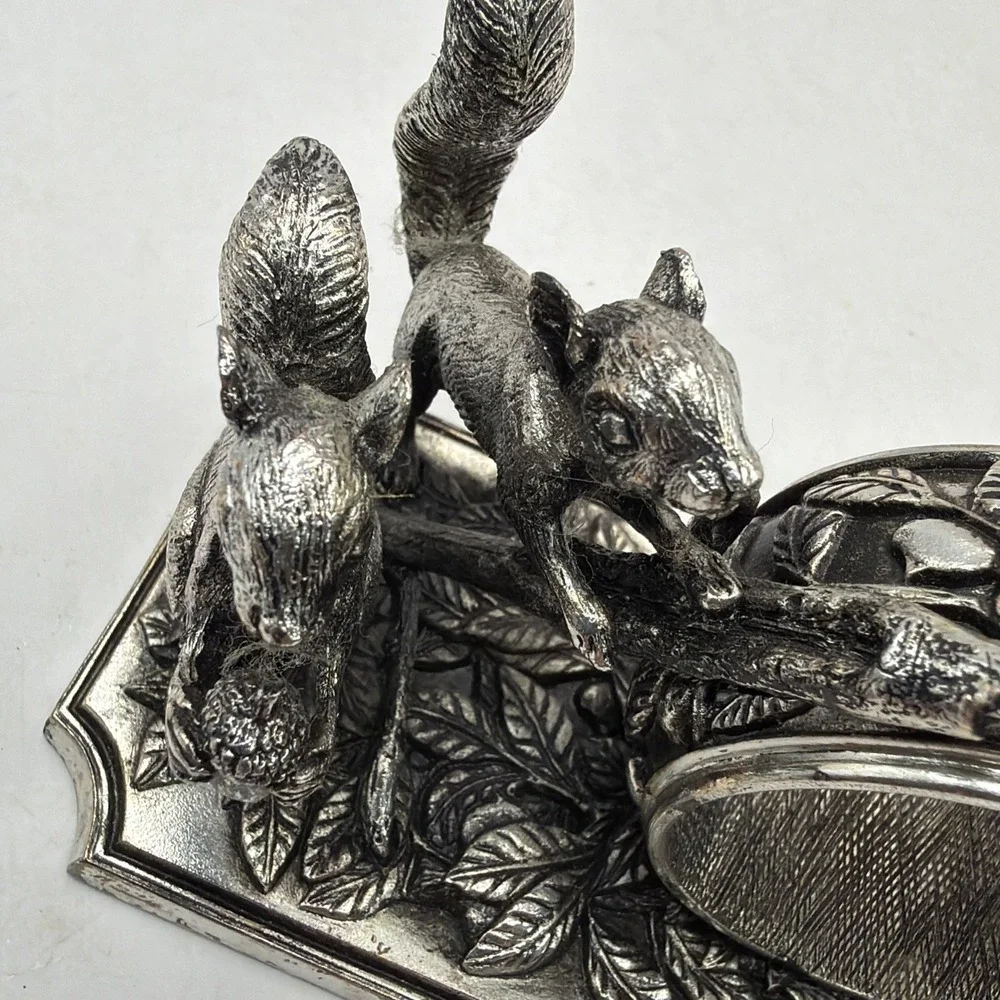 Franklin Mint Animals At Play Napkin Ring Silver Plate Squirrels Vintage 1977